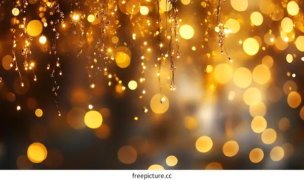 Golden Bokeh Lights Festive Background