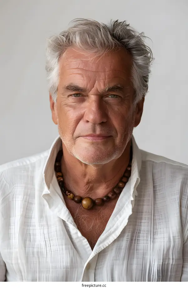 Portrait of a Senior Man Wearing a White Shirt