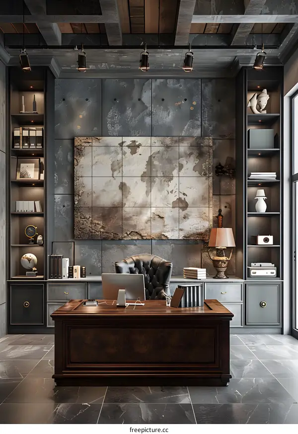 Retro Vintage Industrial Home Office Setup