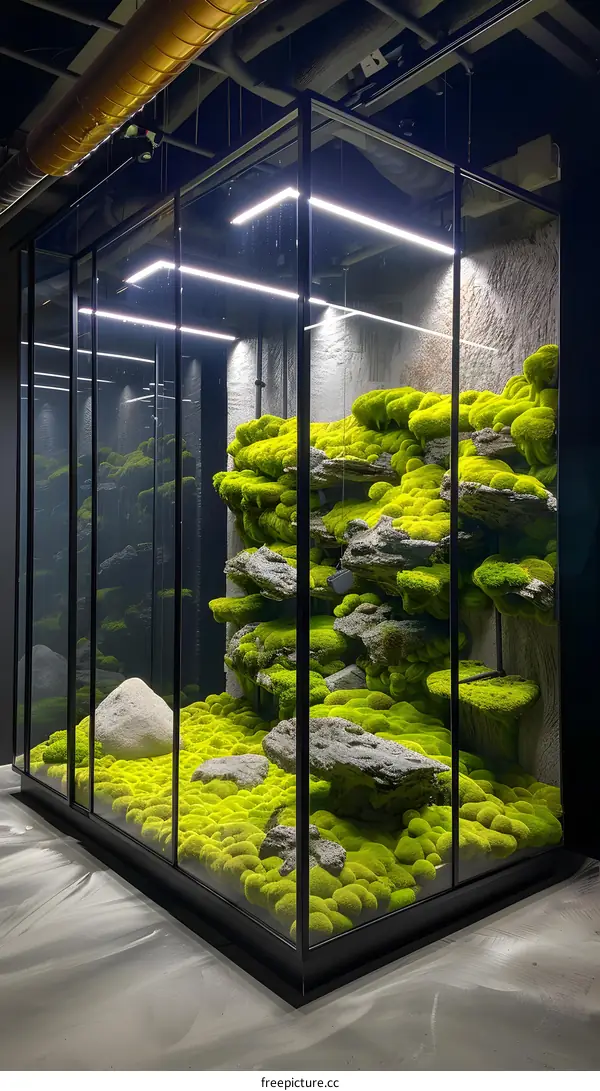 Modern Glass Terrarium With Green Moss