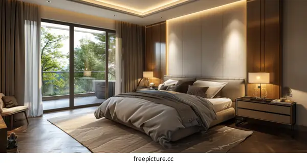 Modern Elegant Bedroom Interior Design Illustration