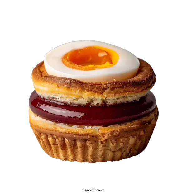 [Transparent Background PNG]A Savory Pastry Topped with a Boiled Egg