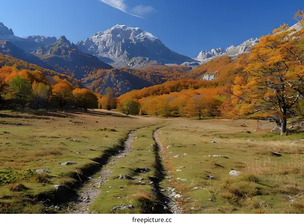The colorful mountains in autumn