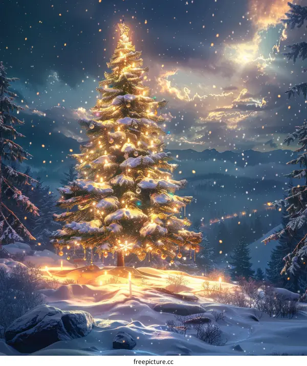 Christmas Tree in the Snow