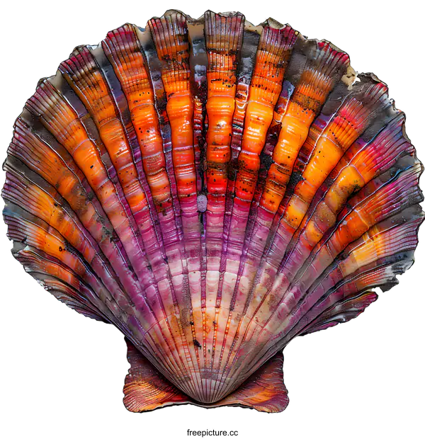 [Transparent Background PNG]Colorful Scallop Shell on White Background