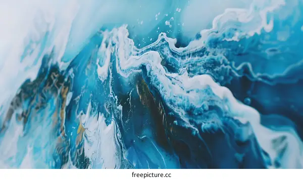 Abstract Blue and White Swirling Paint Background