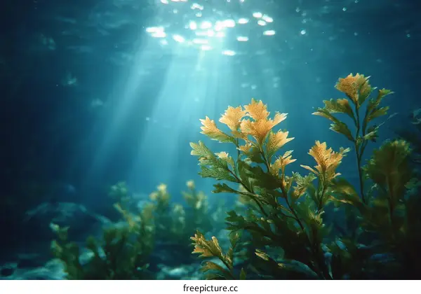 Sunlight Underwater Seaweed Forest