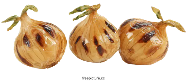 [Transparent Background PNG]Three Grilled Onions Isolated on White Background