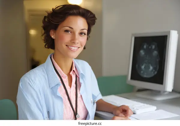 Female Doctor Examining Medical Scan