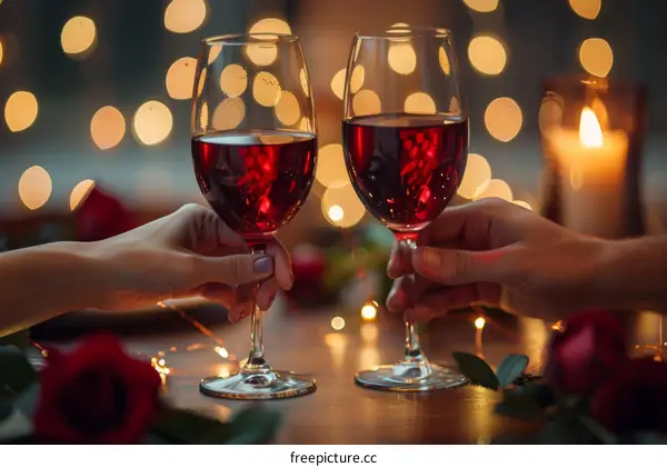 A romantic dinner for two with wine