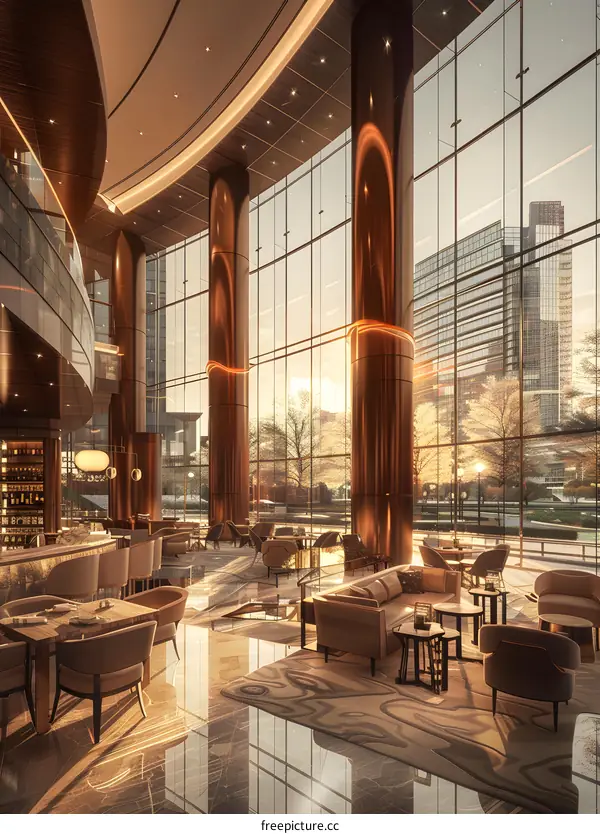 The magnificent hotel lobby