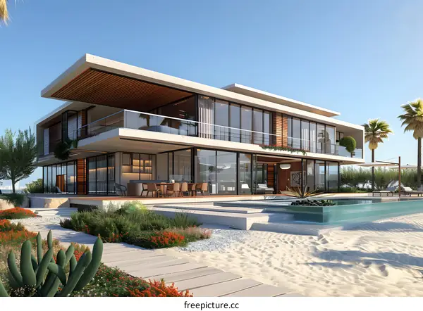Modern Villa with Swimming Pool and Sandy Beach