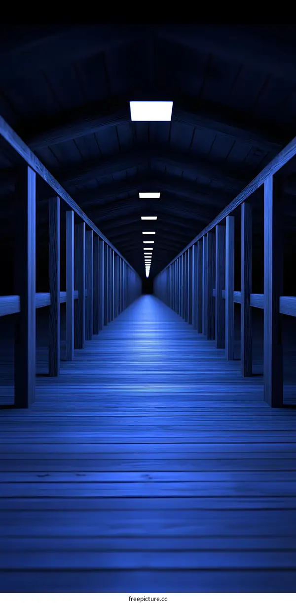 Dark Wooden Corridor with Light at the End