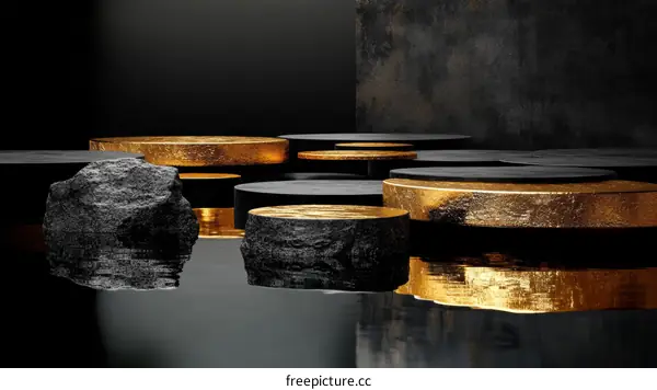 Luxury Black and Gold Geometric Display Platform