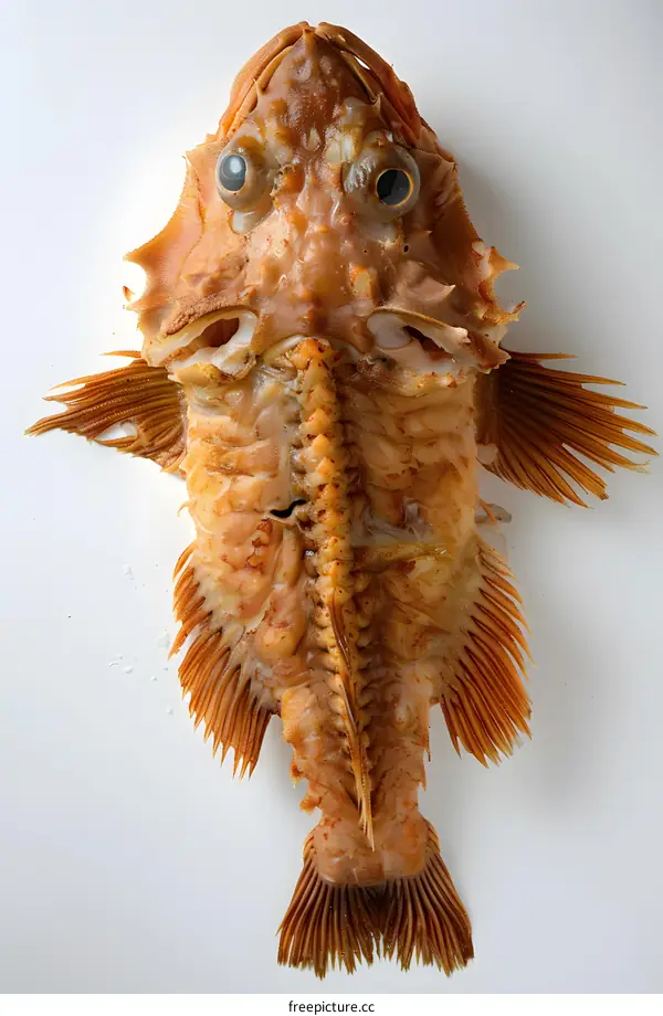 Cooked fish on white background