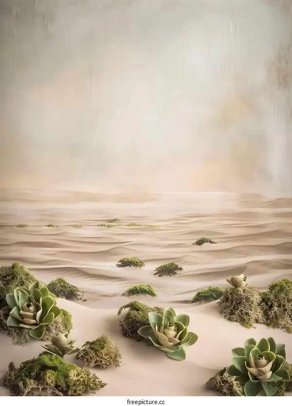 Green Succulents in Desert Landscape