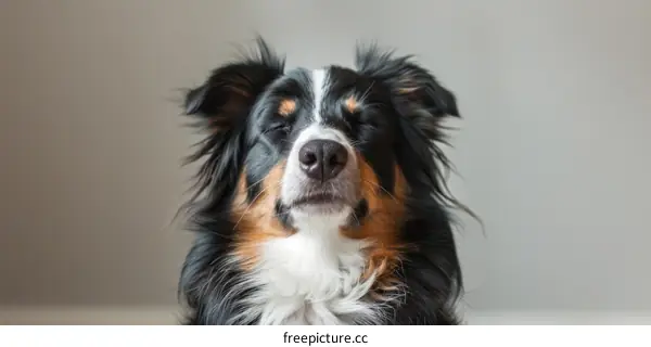 A contented dog is relaxing with its eyes closed