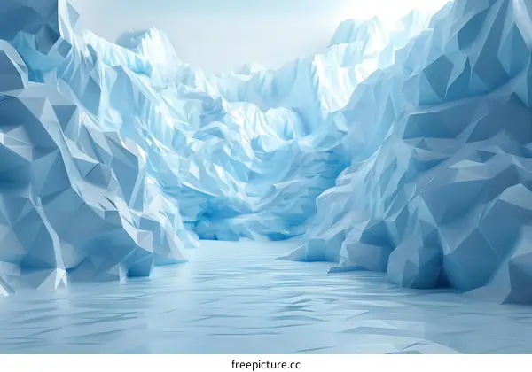 Crystal Cave and Frozen Lake in the Arctic