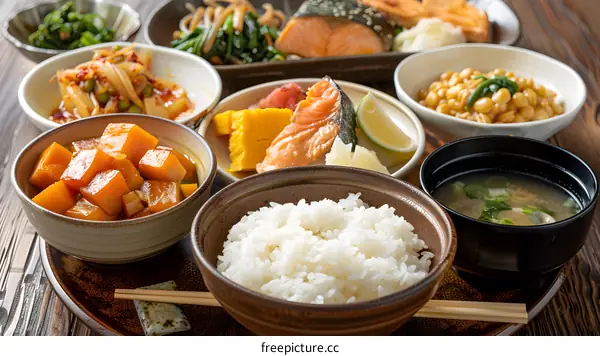 Japanese Breakfast Spread on Table