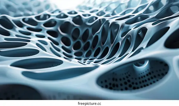 Blue organic 3D structure close up