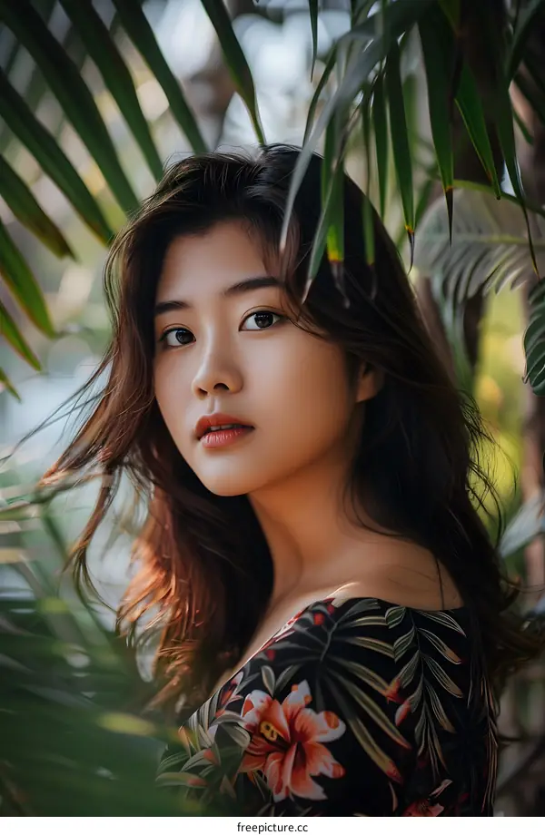 Asian Woman in Tropical Rainforest