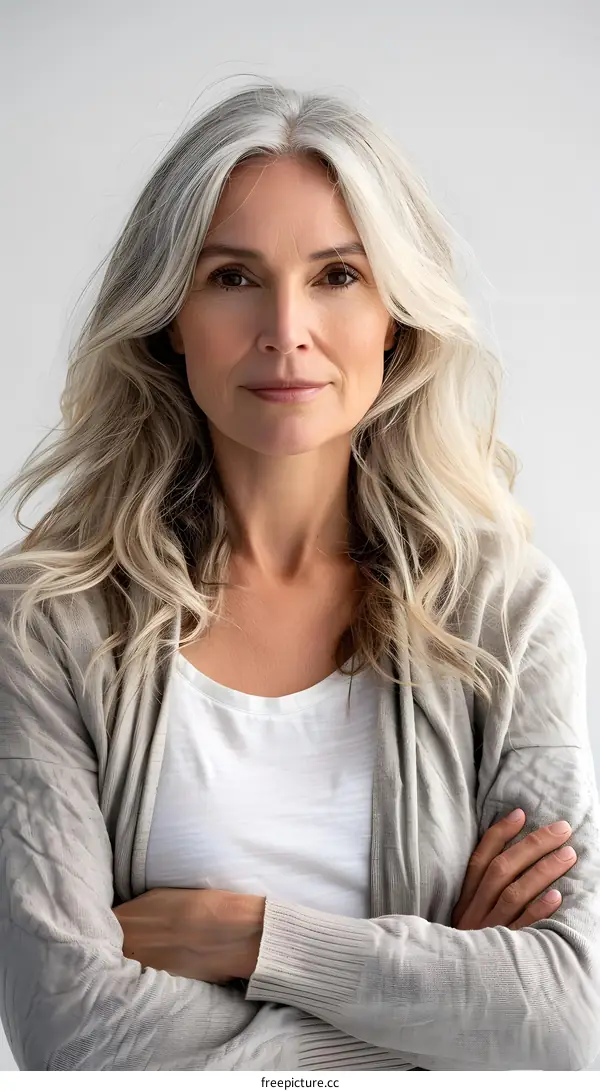 Portrait of a Mature Woman with Gray Hair