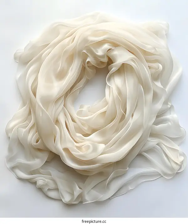 Soft White Silk Scarf Fabric Texture Background