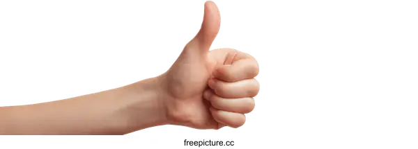 [Transparent Background PNG]Hand Showing Thumbs Up Gesture on White Background