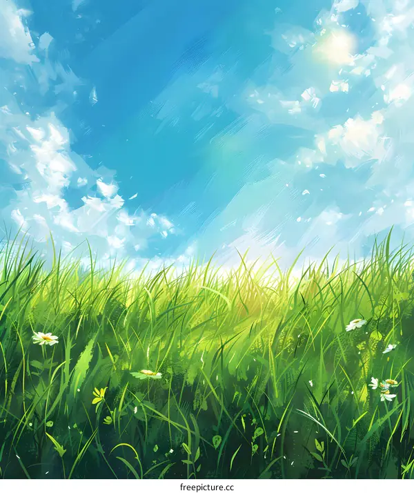 Hand-painted illustration grassland