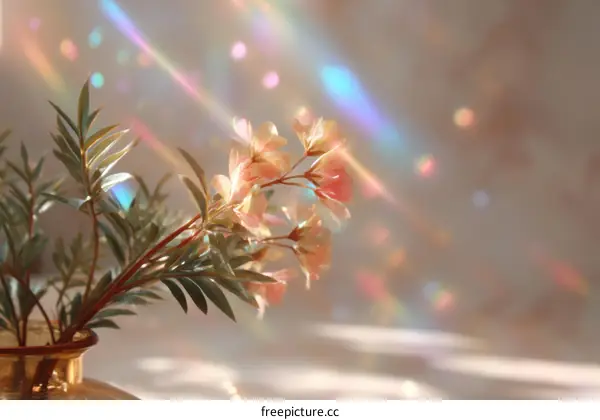 Pastel Flowers in Vase with Sunlight