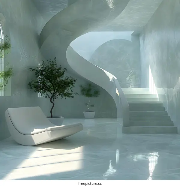 spiral staircase and modern interior