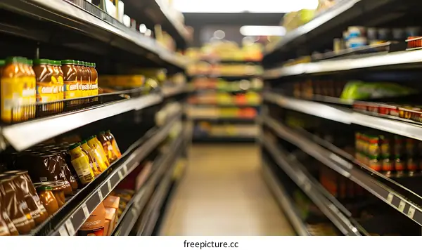 Grocery Store Aisle Full of Canned Goods
