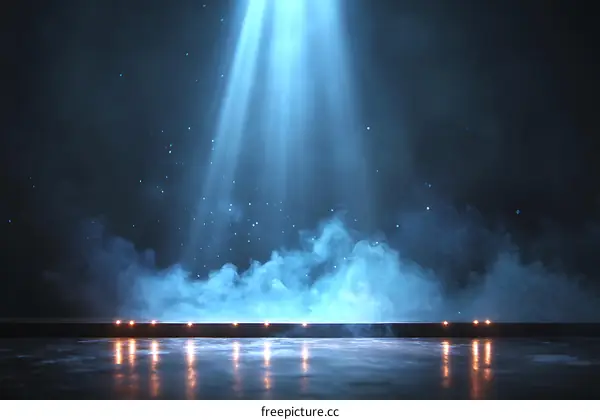 Dramatic Blue Light Spotlight on Dark Stage