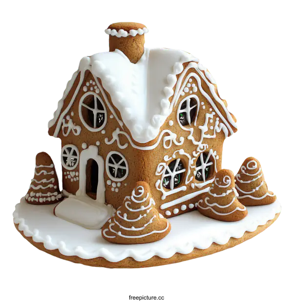 [Transparent Background PNG]Delicious Gingerbread House with Festive Decorations
