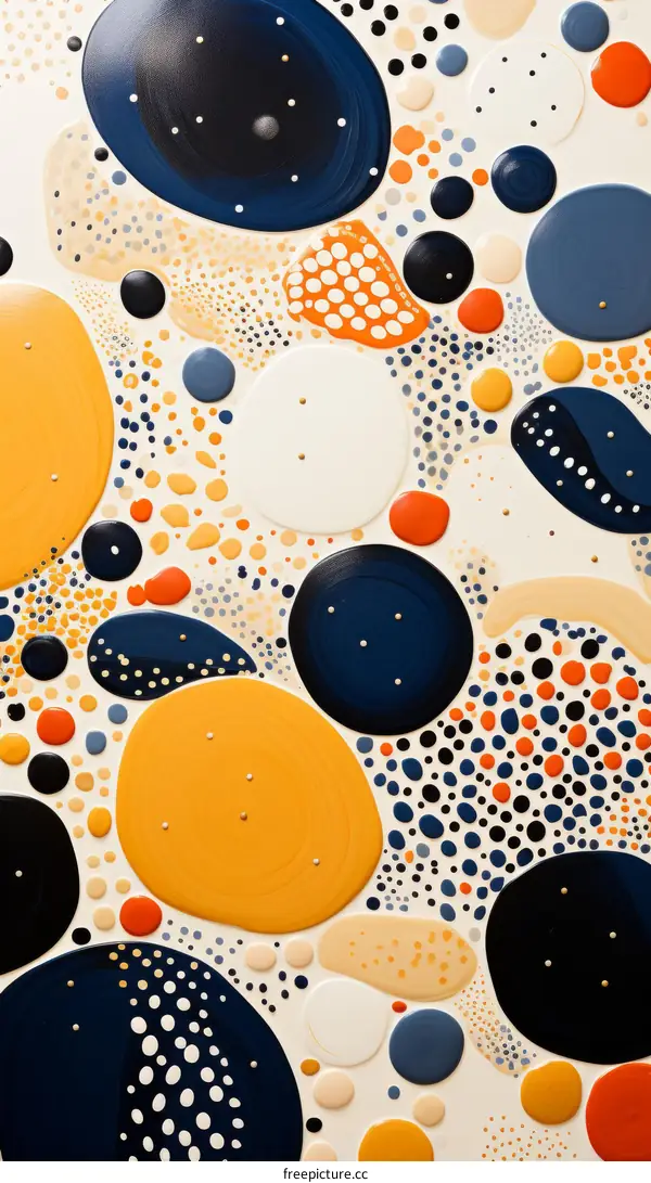 Abstract Colorful Round Shapes and Polka Dot Painting