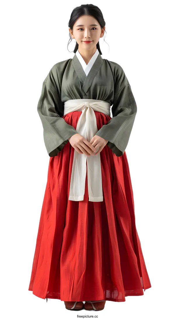 [Transparent Background PNG]A young woman wearing a hanbok, a traditional Korean dress