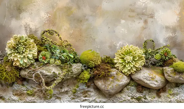 Green Moss Rock Wall Background