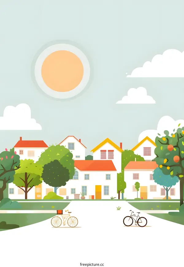 Sunny Day in the Suburbs with Two Bikes