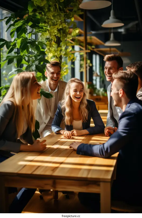 A group of business professionals having a meeting in a modern office