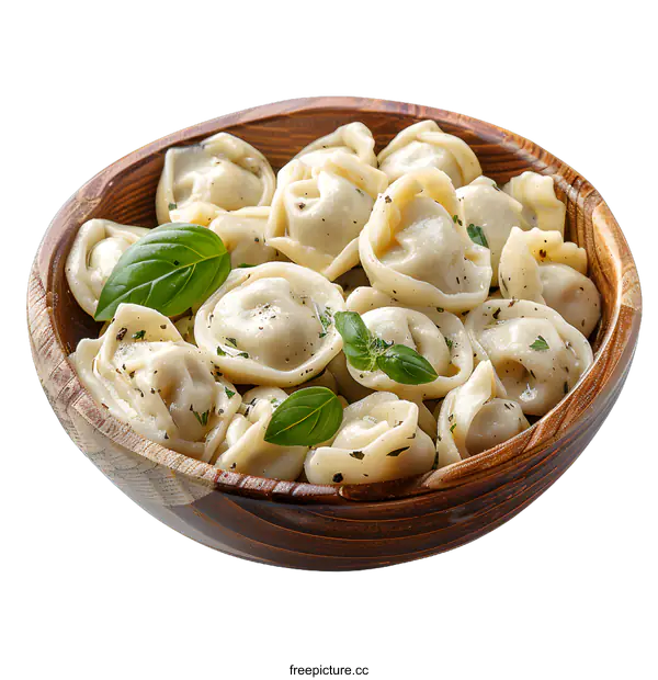[Transparent Background PNG]dumplings in wooden bowl