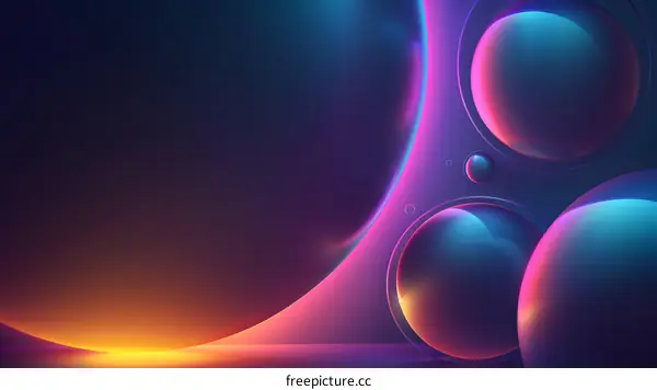 Abstract 3D Background With Spheres And Neon Colors