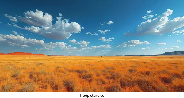 Vast Grassland Landscape with Mountains in the Distance