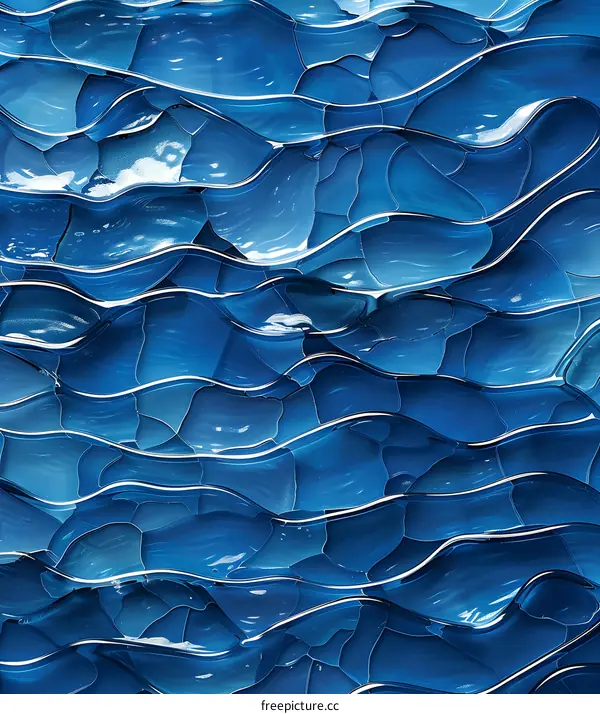 Blue Abstract Ocean Waves Painting