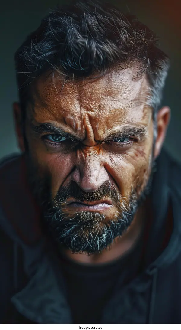 Close Up Portrait of an Angry Man