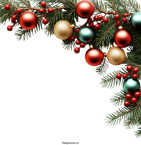 [Transparent Background PNG]Christmas Ornament Border on White Background