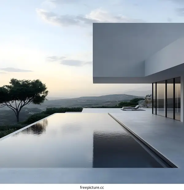 Modern Minimalist Home with Infinity Pool and Scenic Mountain View