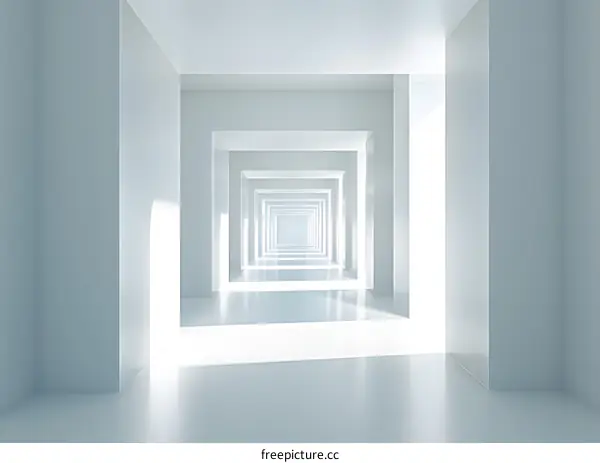 Abstract White Corridor With Infinite Perspective