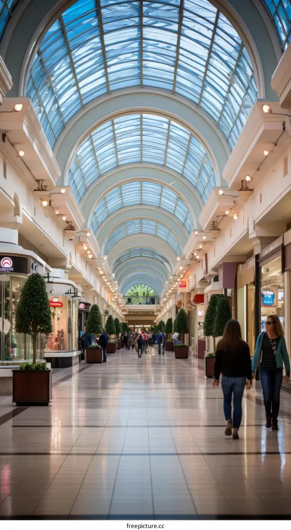Two women walking in a shopping mall