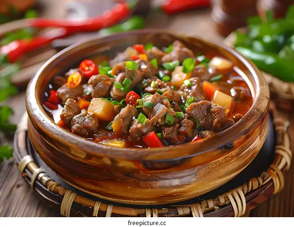 A delicious bowl of beef stew with potatoes and vegetables
