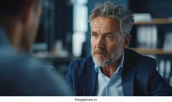 Businessman in Serious Discussion with Colleague